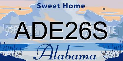 ADE26S Alabama License Plate