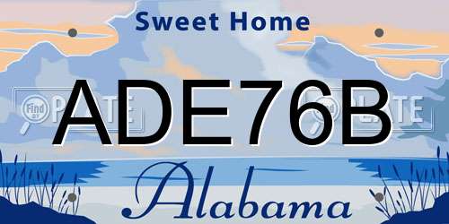 ADE76B Alabama License Plate
