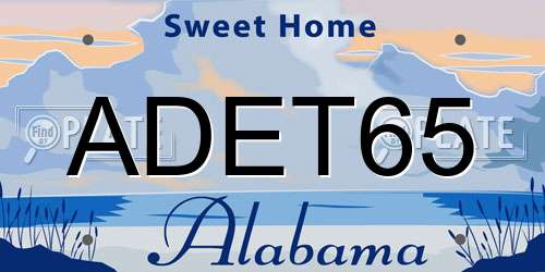 ADET65 Alabama License Plate