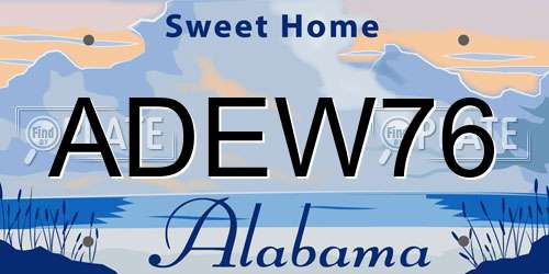 ADEW76 Alabama License Plate