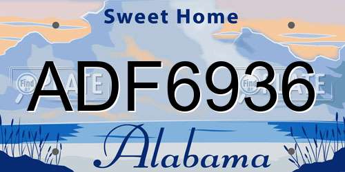 ADF6936 Alabama License Plate