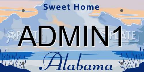 ADMIN1 Alabama License Plate