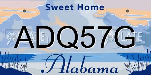 ADQ57G Alabama License Plate