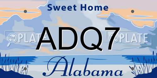 ADQ7 Alabama License Plate