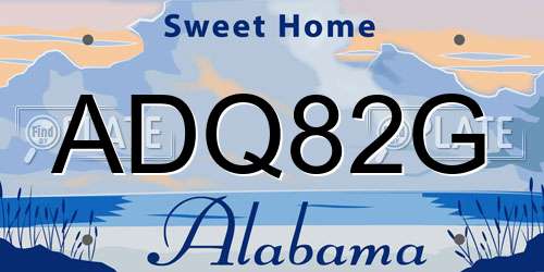 ADQ82G Alabama License Plate
