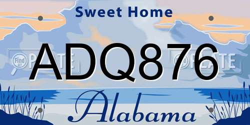 ADQ876 Alabama License Plate