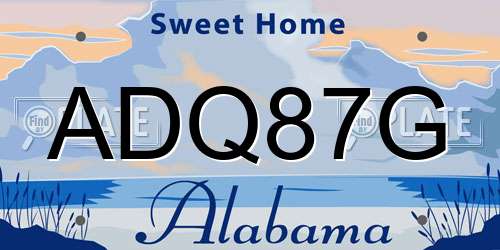 ADQ87G Alabama License Plate