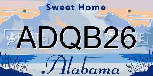 ADQB26 Alabama License Plate