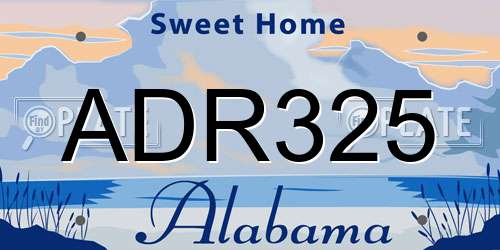 ADR325 Alabama License Plate