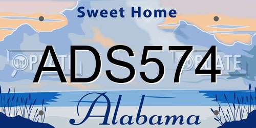 ADS574 Alabama License Plate