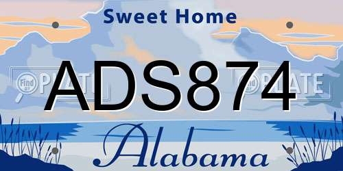 ADS874 Alabama License Plate