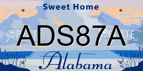 ADS87A Alabama License Plate