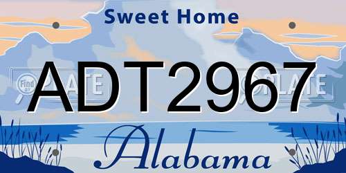 ADT2967 Alabama License Plate