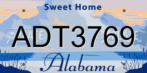 ADT3769 Alabama License Plate