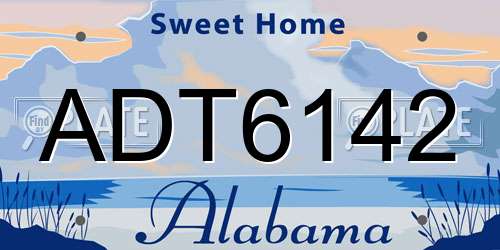 ADT6142 Alabama License Plate
