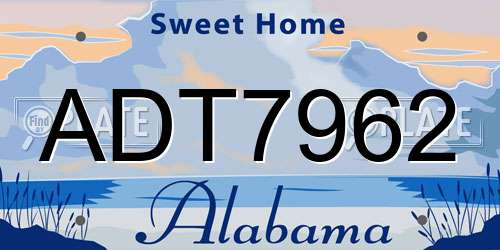 ADT7962 Alabama License Plate