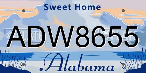 ADW8655 Alabama License Plate