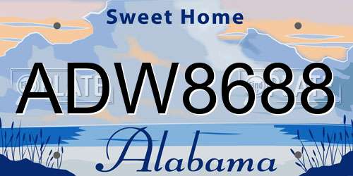 ADW8688 Alabama License Plate