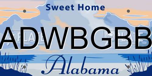 ADWBGBB Alabama License Plate