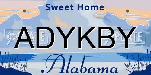 ADYKBY Alabama License Plate