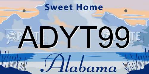 ADYT99 Alabama License Plate