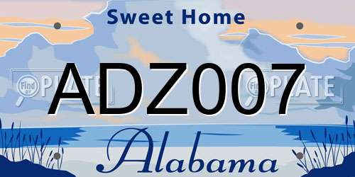 ADZ007 Alabama License Plate