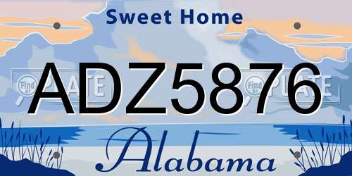 ADZ5876 Alabama License Plate