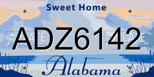 ADZ6142 Alabama License Plate