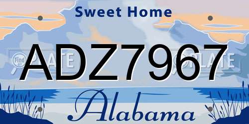 ADZ7967 Alabama License Plate