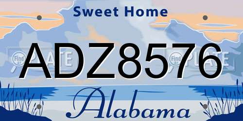 ADZ8576 Alabama License Plate