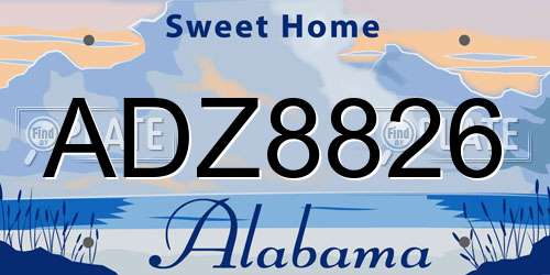ADZ8826 Alabama License Plate