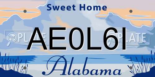 AE0L6I Alabama License Plate