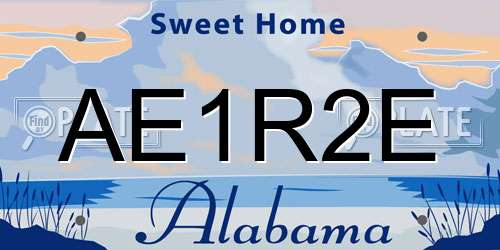 AE1R2E Alabama License Plate