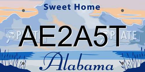 AE2A5T Alabama License Plate