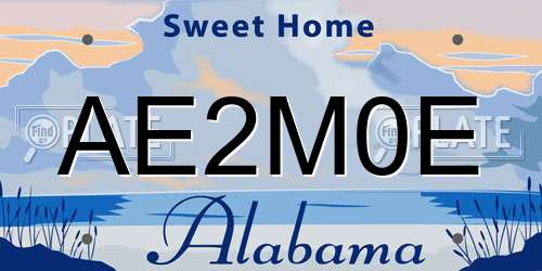 AE2M0E Alabama License Plate
