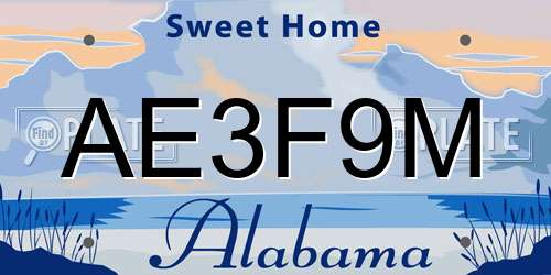 AE3F9M Alabama License Plate