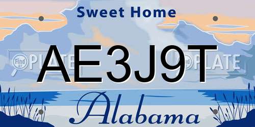 AE3J9T Alabama License Plate