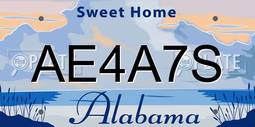 AE4A7S Alabama License Plate
