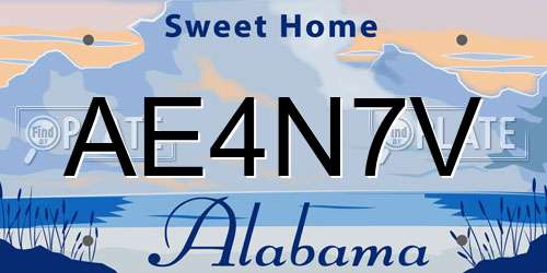 AE4N7V Alabama License Plate