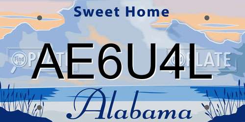 AE6U4L Alabama License Plate