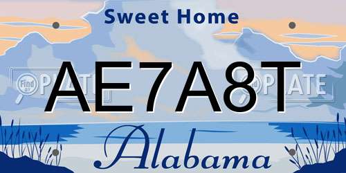 AE7A8T Alabama License Plate