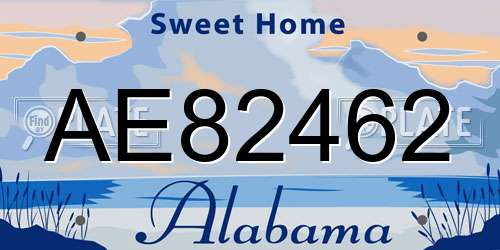AE82462 Alabama License Plate