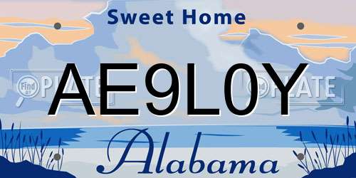 AE9L0Y Alabama License Plate