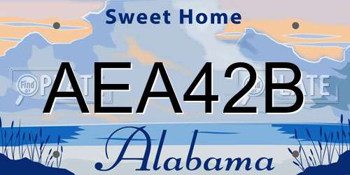 AEA42B Alabama License Plate