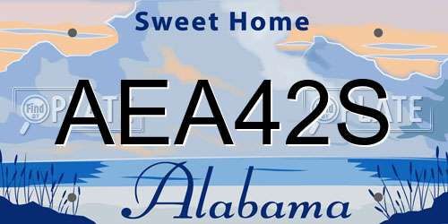 AEA42S Alabama License Plate