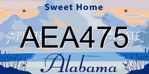 AEA475 Alabama License Plate