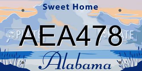 AEA478 Alabama License Plate
