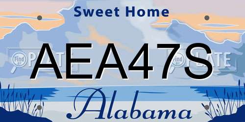AEA47S Alabama License Plate