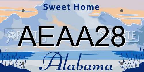 AEAA28 Alabama License Plate
