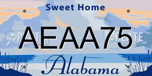AEAA75 Alabama License Plate